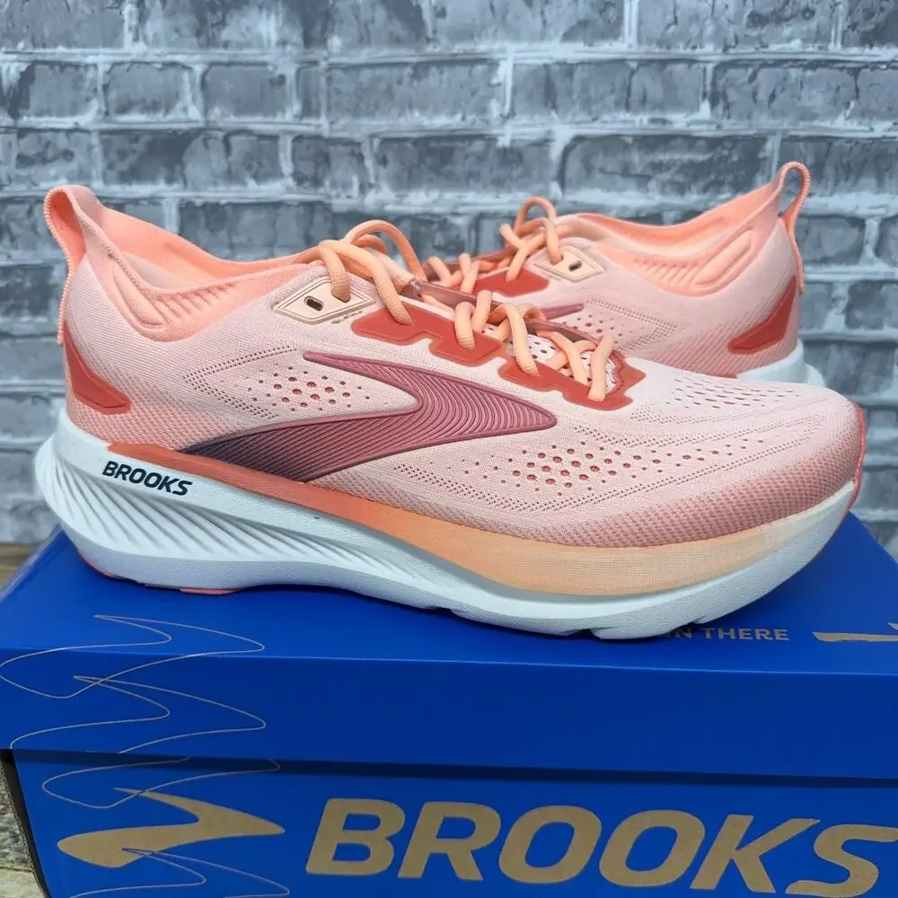 Brooks Glycerin 23 Coral Peach White Running Shoes 1204651B822 Womens Size 5.5